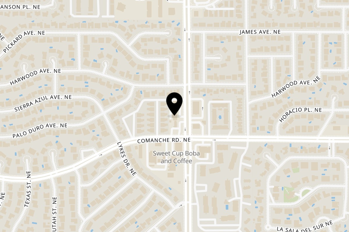 Map showing the location of Kabab & Curry on 3617 Wyoming Blvd NE in Albuquerque